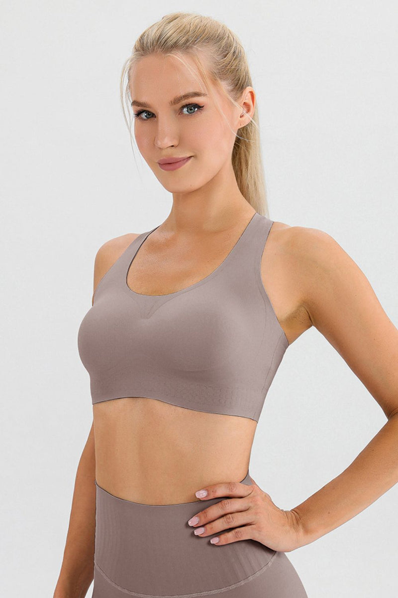 Round Neck Wide Strap Active Bra