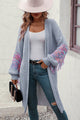 Fringe Sleeve Dropped Shoulder Cardigan Cloudy Blue