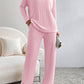 Ribbed V-Neck Top and Pants Lounge Set