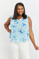 Sew In Love Off To Brunch Full Size Floral Tank Top Light Blue