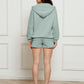 Zip Up Drawstring Hoodie and Shorts Set