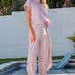 Striped Round Neck Top and Drawstring Pants Set