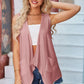 Eyelet Open Front Sleeveless Cardigan