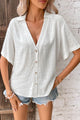 Honey Button Front Johnny Collared Blouse White