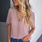 Swiss Dot Lace Trim Plunge Blouse