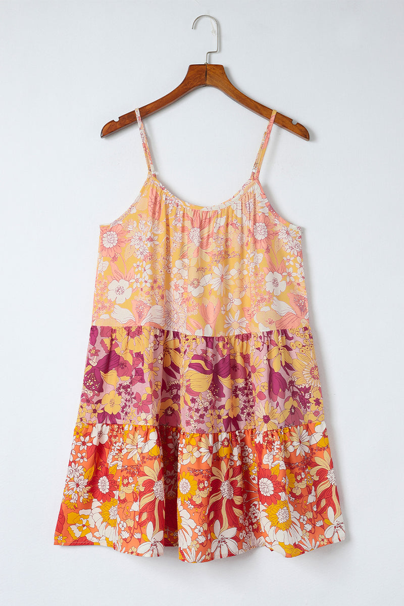 Floral Spaghetti Strap Tiered Dress