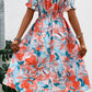 Floral Frill Trim Square Neck Dress