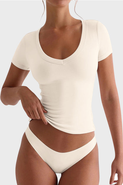Lovelet Scoop Neck Short Sleeve T-Shirt Eggshell