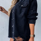 Raw Hem Collared Neck Long Sleeve Denim Jacket