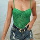 Perfee Tied Lace Spaghetti Strap Bodysuit