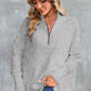 Half Zip Pocketed Dropped Shoulder Sweatshirt