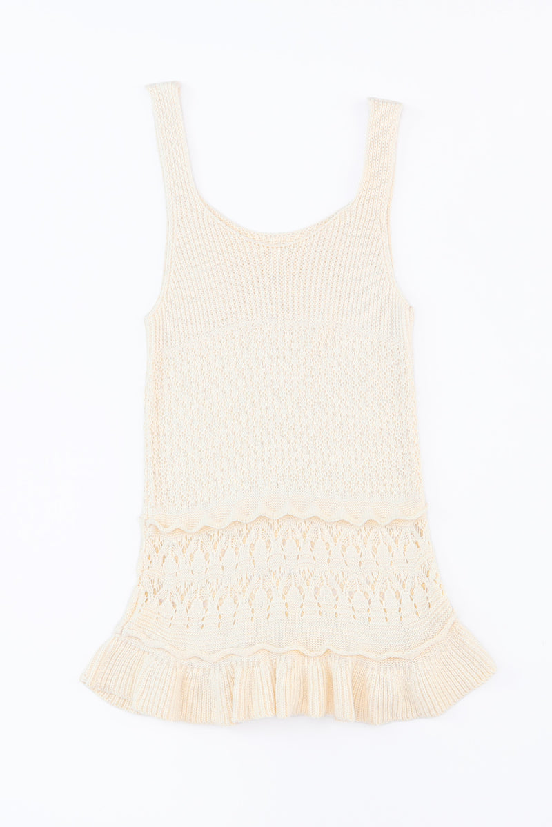 Full Size Ruffled Openwork Wide Strap Tank