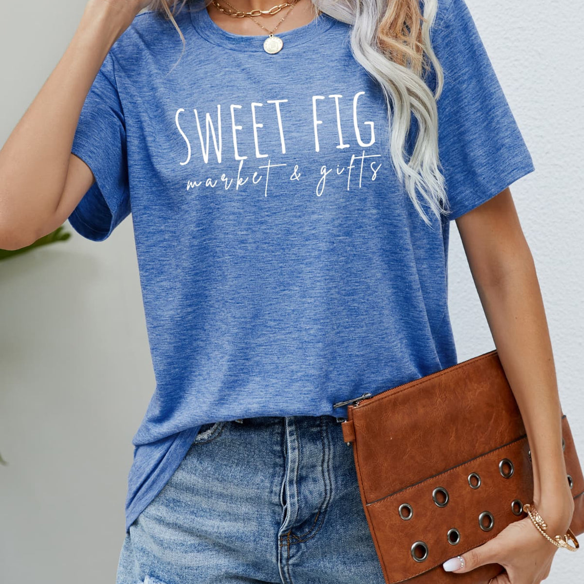 SWEET FIG MARKET & GIFTS Graphic Tee Cobalt Blue