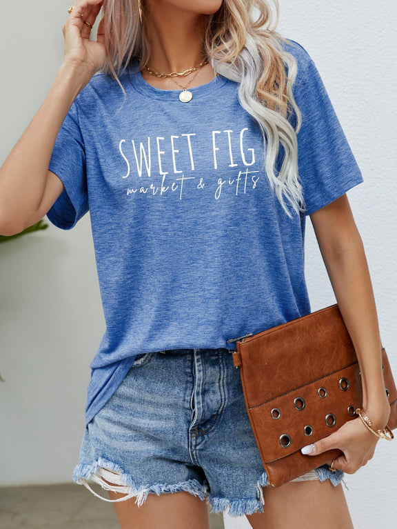SWEET FIG MARKET & GIFTS Graphic Tee Cobalt Blue
