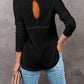 Cutout Round Neck Long Sleeve T-Shirt