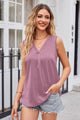 V-Neck Curved Hem Satin Tank Lilac