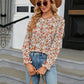 Printed Round Neck Flounce Sleeve Blouse