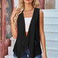 Eyelet Open Front Sleeveless Cardigan