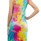 Tie-Dye Twisted Round Neck Sleeveless Dress