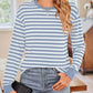 Lovelet Striped Round Neck Long Sleeve T-Shirt