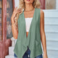 Eyelet Open Front Sleeveless Cardigan