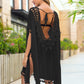 Tassel Cutout Half Sleeve Cover-Up