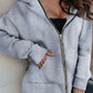 Zip-Up Slit Hoodie with Pockets