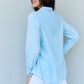 Doublju Blue Jean Baby Denim Button Down Shirt Top in Light Blue