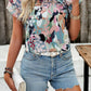 Devine Printed Ruffled Mock Neck Blouse