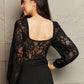 Perfee Lace Long Sleeve Bodysuit