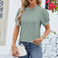 Frill Mock Neck Short Sleeve Eyelet Blouse