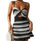 Cutout Striped Spaghetti Strap Cover Up Dress