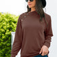 Decorative Button Long Sleeve Sweatshirt