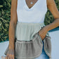 Tricolor Frill Trim V-Neck Sleeveless Top