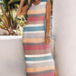 Striped Slit Sleeveless Maxi Dress