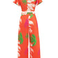 Printed V-Neck Top and Tied Pants Set