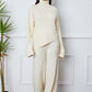 Turtleneck Dropped Shoulder Top and Pants Sweater Set