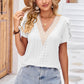 Eyelet V-Neck Petal Sleeve T-Shirt