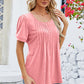 Ruched Scoop Neck Short Sleeve Blouse