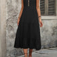 Decorative Button Notched Sleeveless Dress