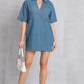 Pocketed Collared Neck Mini Denim Dress