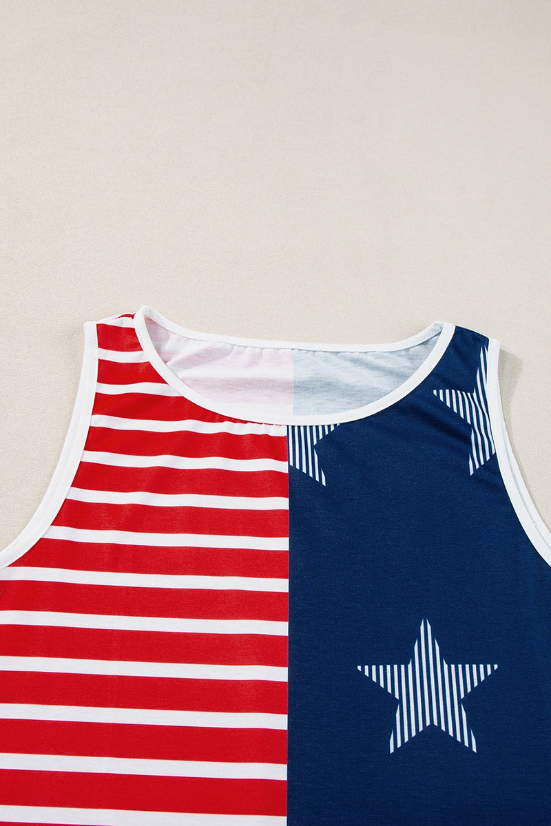 US Flag Round Neck Tank