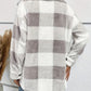 Plaid Dropped Shoulder Long Sleeve Plush Coat