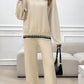 Round Neck Dropped Shoulder Top and Pants Sweater Set