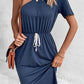 One-Shoulder Short Sleeve Knee-Length Dress