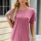 Round Neck Buttoned Short Sleeve T-Shirt