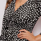 Printed Surplice Neck Puff Sleeve Ruffle Hem Dress