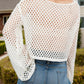 Openwork Round Neck Long Sleeve Cover Up