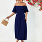 Off-Shoulder Balloon Sleeve Midi Dress