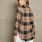 Plaid Side Slit Curved Hem Shirt